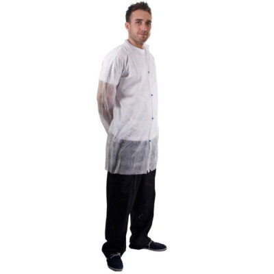 Supertouch Non-Woven Coat With Poppers Coveralls Disposable Coveralls - 50 Pieces - White