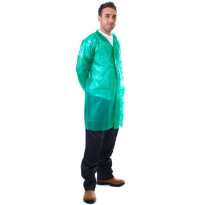Supertouch Non-Woven Coat With Velcro Coveralls - 50 Pieces - Green