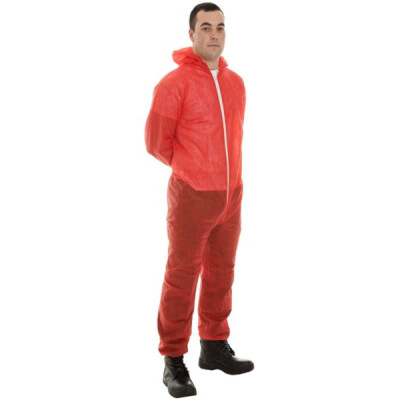 Supertouch PP Non-Woven Disposable Coveralls - 50 Pieces - Red