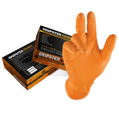 Gripster 5300 Fish Work Gloves - Box Of 50 Heavy Duty Grip - Orange