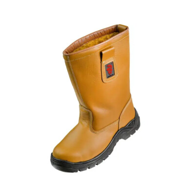Warrior Lined Rigger Boots Work Wellingtons - Tan