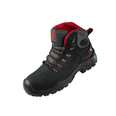 Warrior Waxy Work Boots With Scuff - Black Red