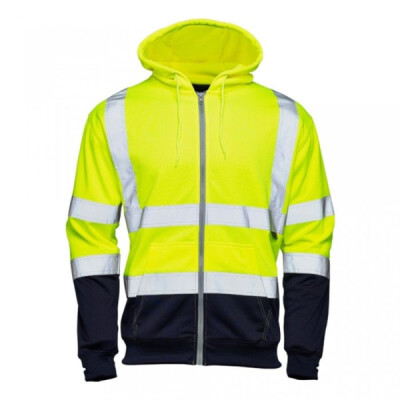 Supertouch Hi Vis 2-Tone Hooded Zipped Sweatshirt - Yellow Navy