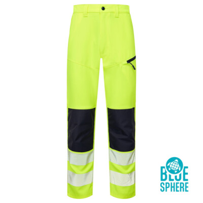 Supertouch Hi Vis Eco 2-Tone Coolair Stretch Trouser - Regular - Yellow Navy