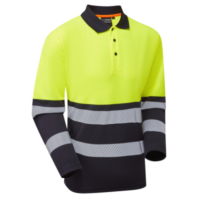 Supertouch Hi Vis Essentials Eco Coolair L/S Polo - Yellow Navy