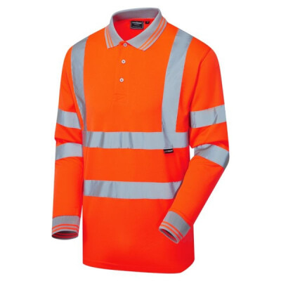 Supertouch Hi Vis Long Sleeved Bird Eye Polo Shirt - Orange