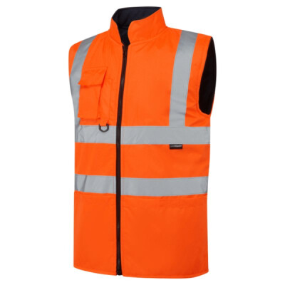 Supertouch Hi Vis Reversible Fleece Lined Bodywarmer - Orange Navy