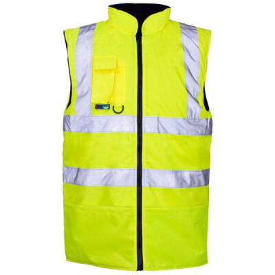 Supertouch Hi Vis Reversible Fleece Lined Bodywarmer - Yellow Navy