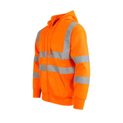 Warrior Hi Vis Hood Zip Sweat Work Hoodie