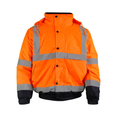 Warrior Orange_Navy Hi Vis Bomber Work Hoodie - Orange Navy