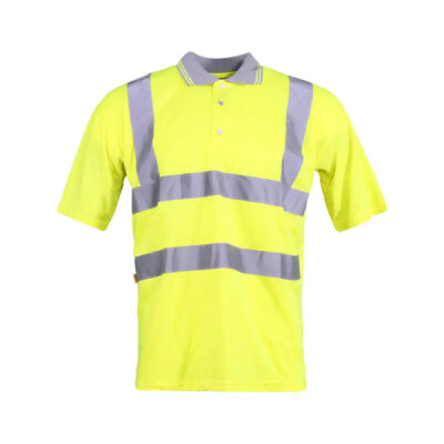 Warrior Yellow_Grey Hi Vis S/Sleeves Work Polo - Yellow Grey