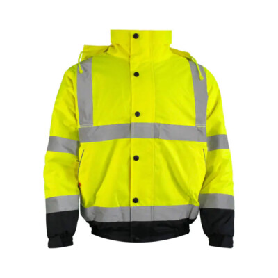 Warrior Yellow_Navy Hi Vis Bomber Work Hoodie - Yellow Navy