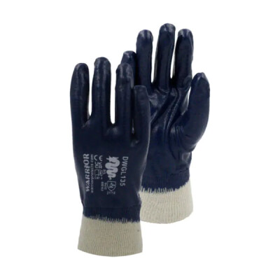 Warrior Nitrile Light Weight Fully Coated Knitwrist Work Gloves - 120 Pairs - Blue