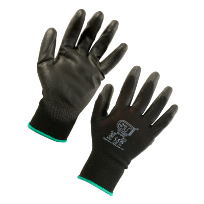 Supertouch PU Fixer Work Gloves - Black - 12 Pairs
