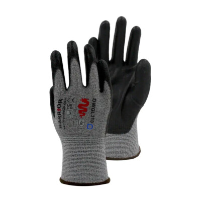 Warrior PU Cut D Work Gloves - 120 Pairs - Black
