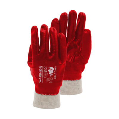 Warrior Polyester Jersey Liner PVC Gloves - 120 Pairs - Red
