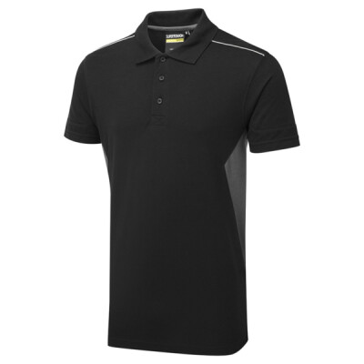 Supertouch System Eco Mens Polo Shirt Work T-Shirt - Black Grey