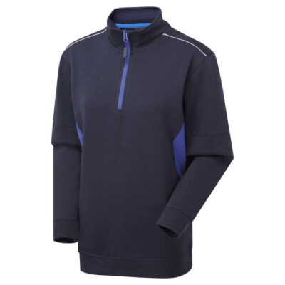 Supertouch System Eco Womens Quarter Zip Sweatshirt Work T-Shirt - Navy Royal