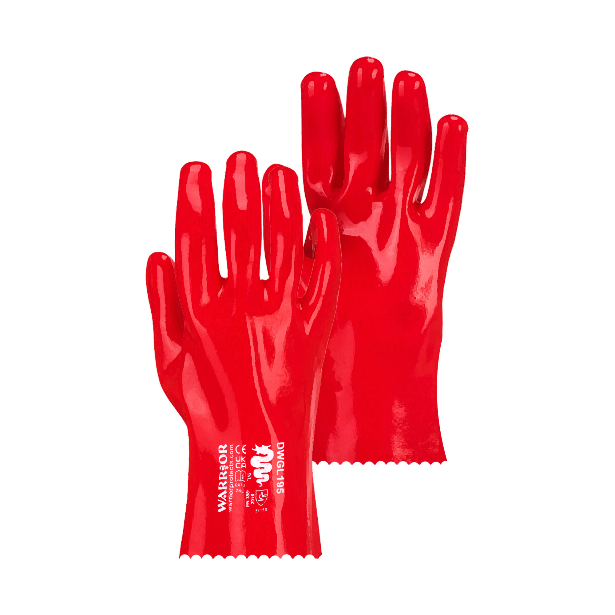 Warrior Polyester Jersey Liner PVC Gloves - 120 Pairs - Red