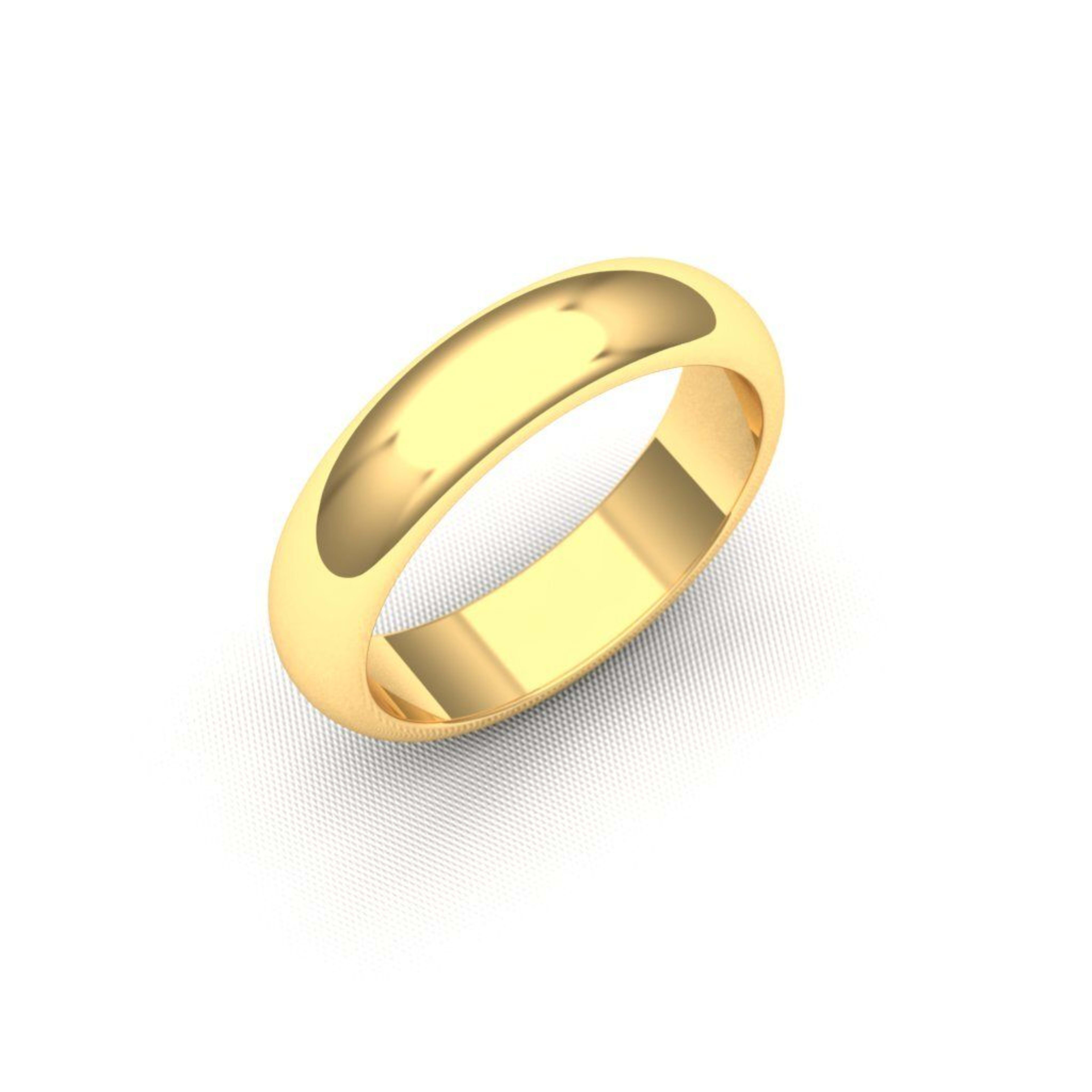Close-up of an 18ct yellow gold band showing its warm tone