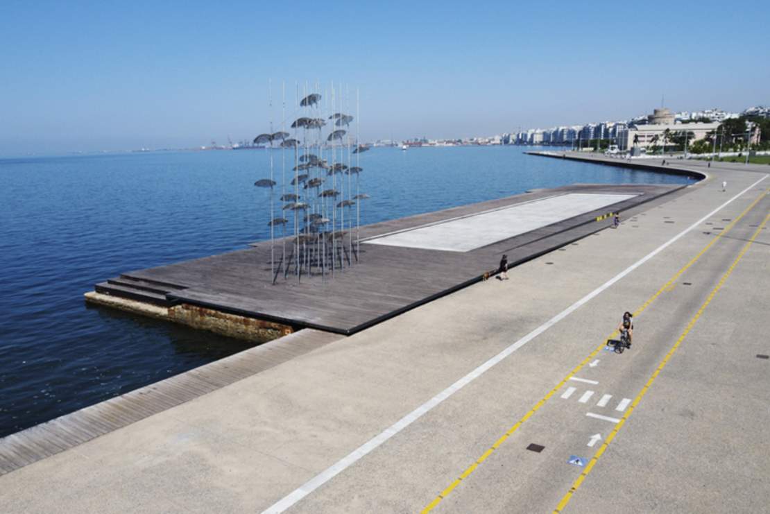 Thessaloniki, cycling Greece, Umbrellas