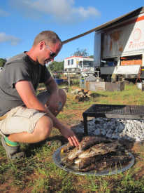 Jon grilling fish