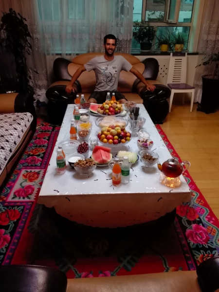 yanez ready for a feast at Abdul's house in kashgar