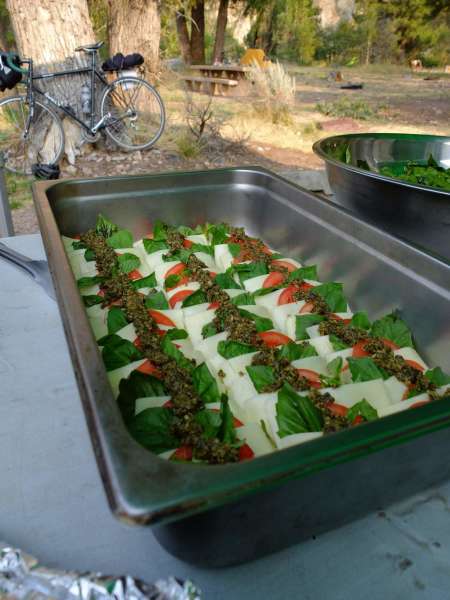 Tomato, Basil, and Mozarella salal looking very delicious.