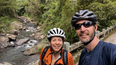 Bonny and Shanny on the rural roads to La Vega Colombia