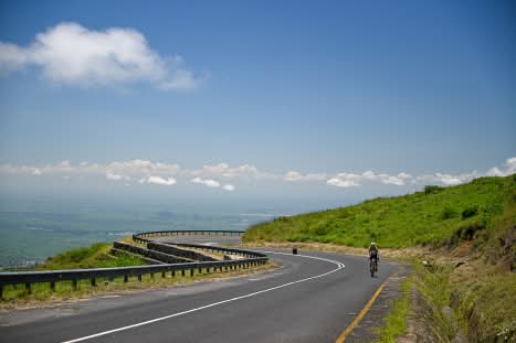 Gary climbing 2000 meters onto the rim of The Great Rift Vallety
