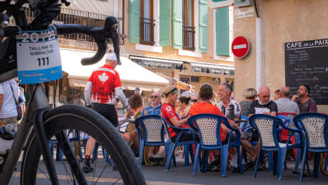 A-bunch-of-riders-making-a-stop-at-a-local-cafe