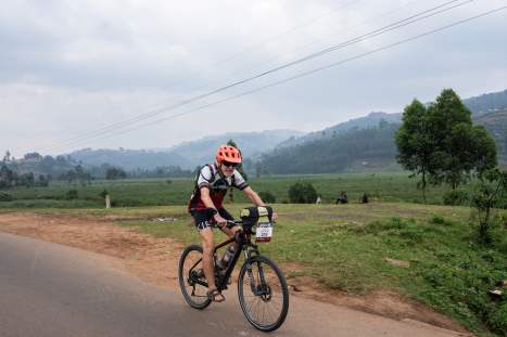 on the first day of riding in Uganda to Lake Bunyonyi on stage 12 of the Tour d’Afrique.