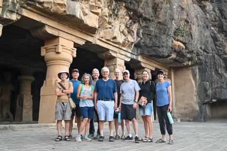 Some of our 2025 group exploring the Ellora Caves