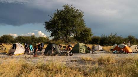 A view of one of a few bush camps in Botswana.