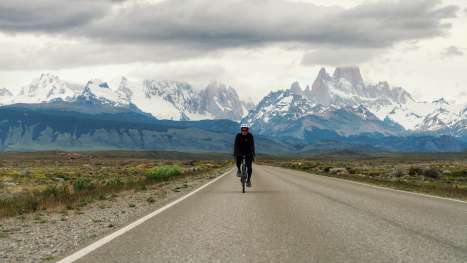 "Because It's There" - A Film About A Group Of Strangers Crossing South America By Bike Jerry with a Mount Fitzroy backdrop