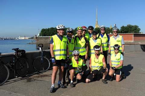 Happy riders at Neva river