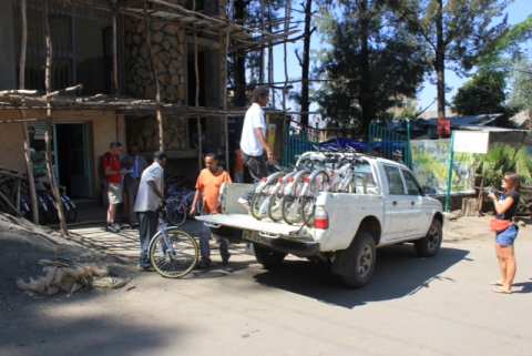 The bikes arrive at the ceremony