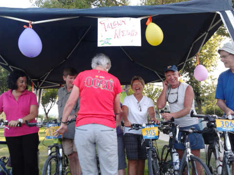 Louise conducts the Bike Bell Orchestra