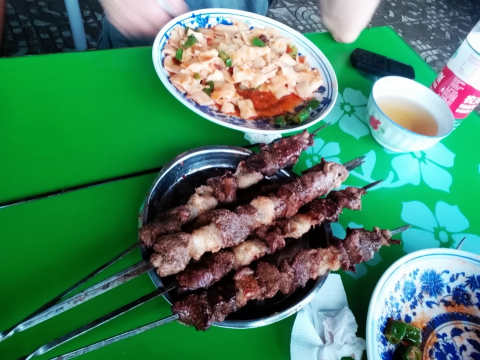 uyghur kebabs and flat noodles