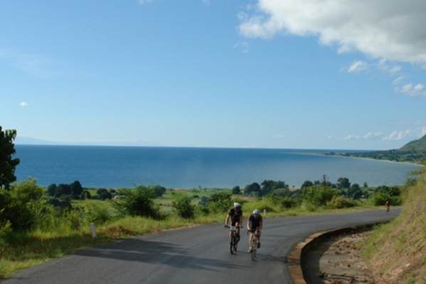 Biking along Lake Malawi