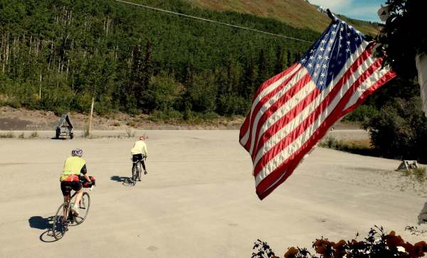 Photo 2 - Rod and Diane continue riding after a much needed coke stop near the Matanuska Glacier.