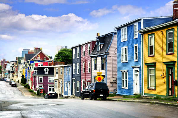 Street with colorful houses in St. John's, Newfoundland, Canada