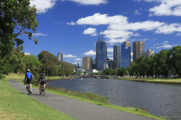 cycling along Yarra River Melbourne