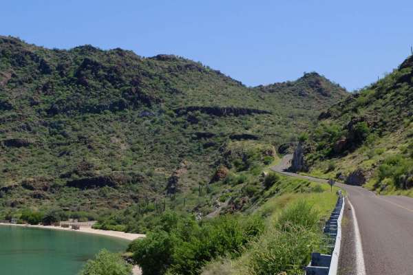 Beaches below, whilst the road climbs above