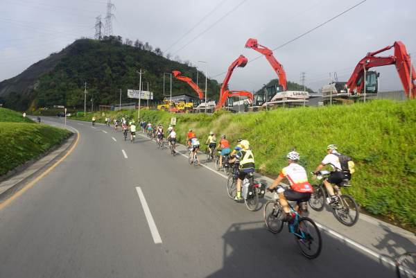 Convoy out of Medellin en route to the coffee growing town of Manizales.