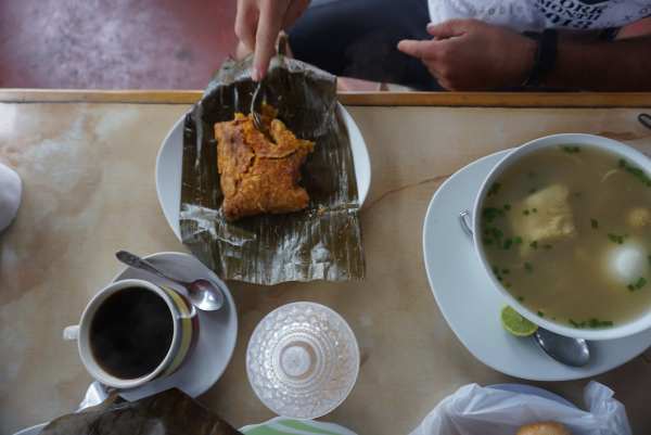 Cafe, tamales, and caldo de gallino is life-giving on a cold morning