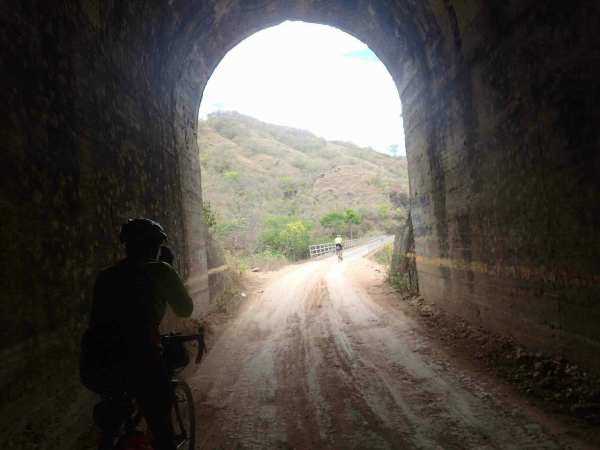 Riding through ould train tunnels in the Totocoa Desert