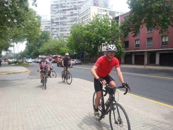 Riders get to the hotel after cruising through the ciclovia