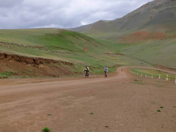 almost at the top! a tough climb in mongolia