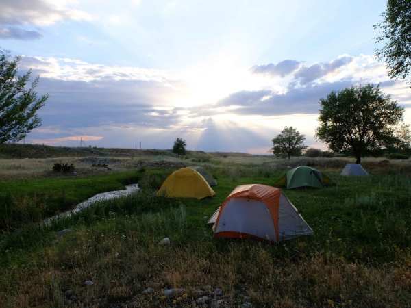 Sundown at camp in Kazakhstan